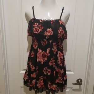 Super Cute Little Black Dress with Rose Print